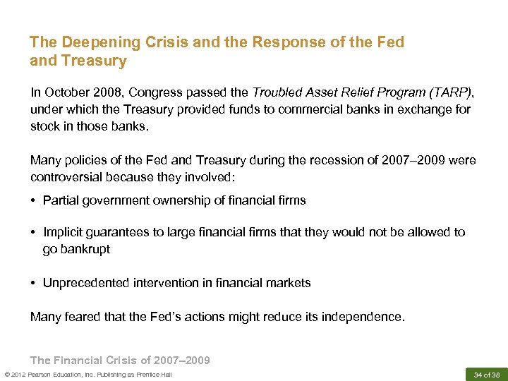 The Deepening Crisis and the Response of the Fed and Treasury In October 2008,