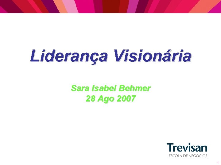 Liderança Visionária Sara Isabel Behmer 28 Ago 2007 1 