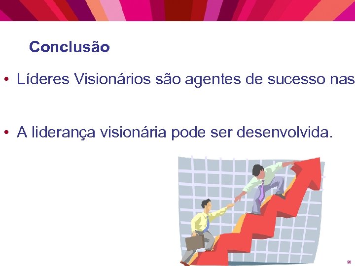 Conclusão • Líderes Visionários são agentes de sucesso nas • A liderança visionária pode