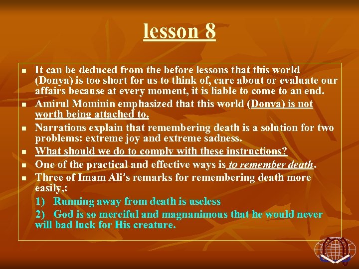 lesson 8 n n n It can be deduced from the before lessons that