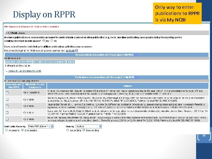 Only way to enter publications to RPPR is via My NCBI Display on RPPR