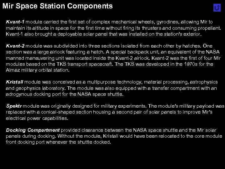 Mir Space Station Components Kvant-1 module carried the first set of complex mechanical wheels,