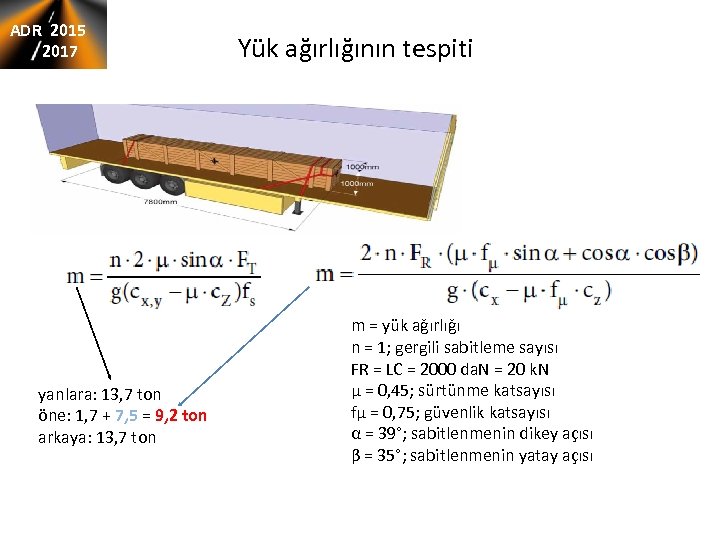 ADR 2015 2017 yanlara: 13, 7 ton öne: 1, 7 + 7, 5 =