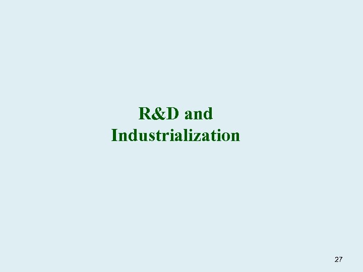 R&D and Industrialization 27 