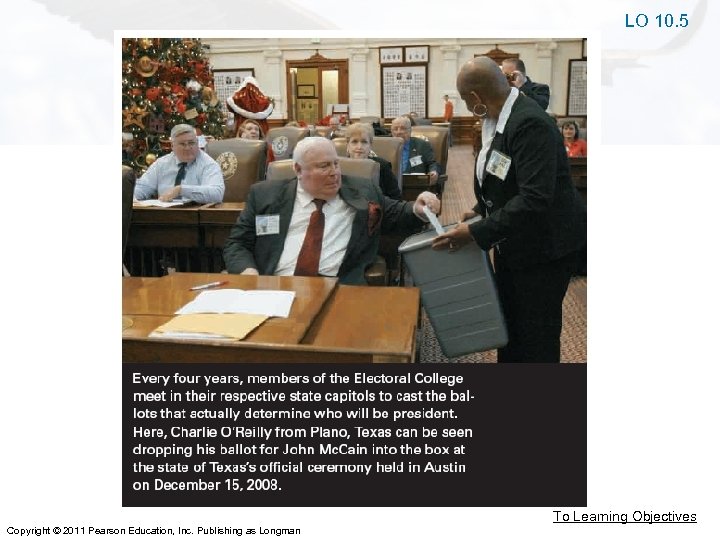 LO 10. 5 To Learning Objectives Copyright © 2011 Pearson Education, Inc. Publishing as
