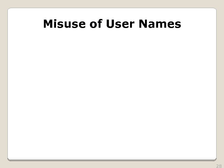 Misuse of User Names 28 