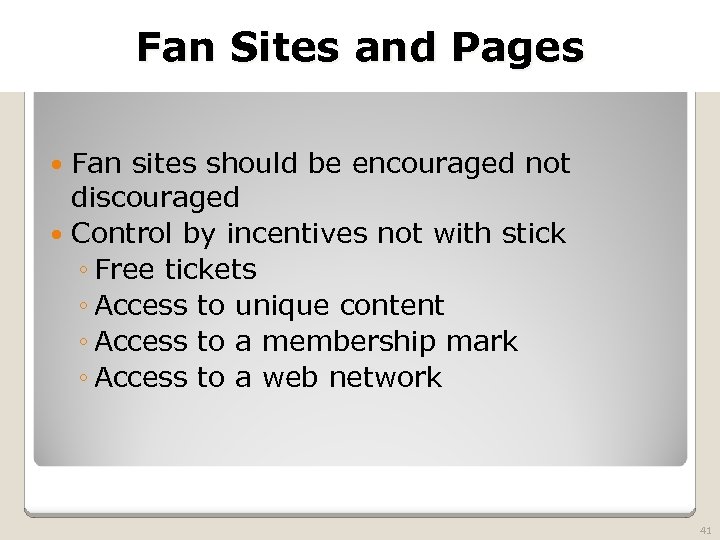 2010 TRADEMARK LAW SEMINAR THE FUTURE OF BRAND PROTECTION Fan Sites and Pages Fan