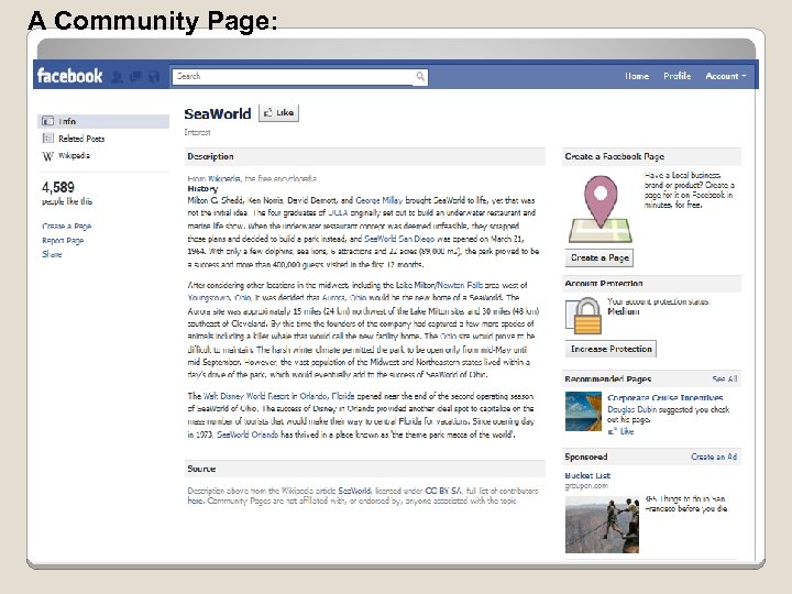 A Community Page: 