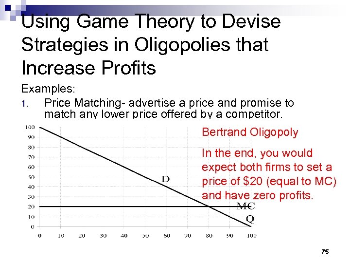 Using Game Theory to Devise Strategies in Oligopolies that Increase Profits Examples: 1. Price