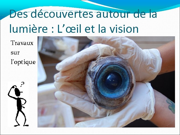 Des découvertes autour de la lumière : L’œil et la vision Travaux sur l’optique