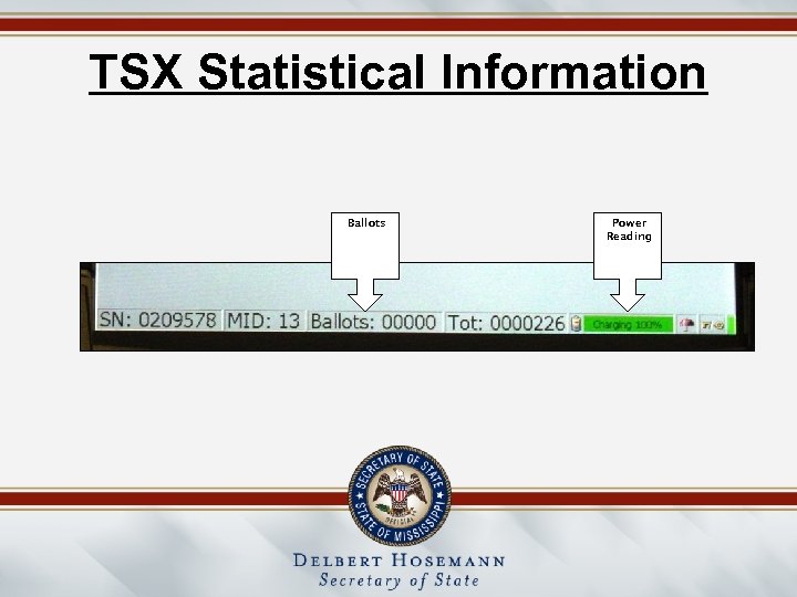 TSX Statistical Information Ballots Power Reading 