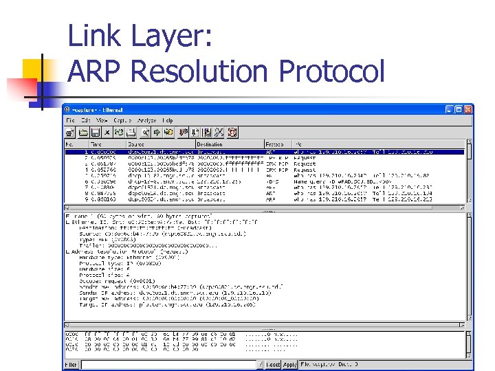 Link Layer: ARP Resolution Protocol 