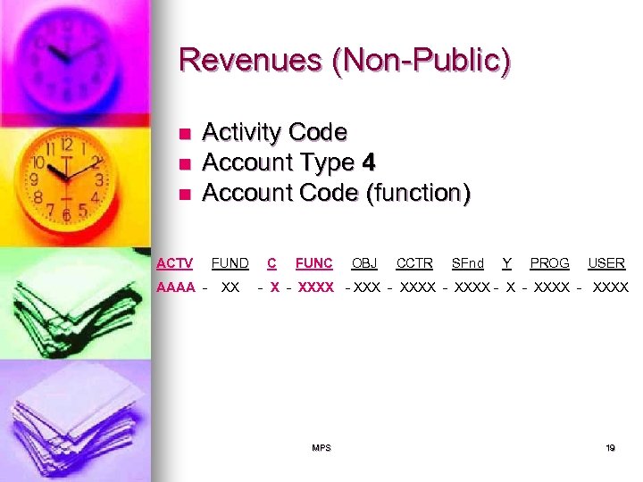 Revenues (Non-Public) n n n Activity Code Account Type 4 Account Code (function) ACTV