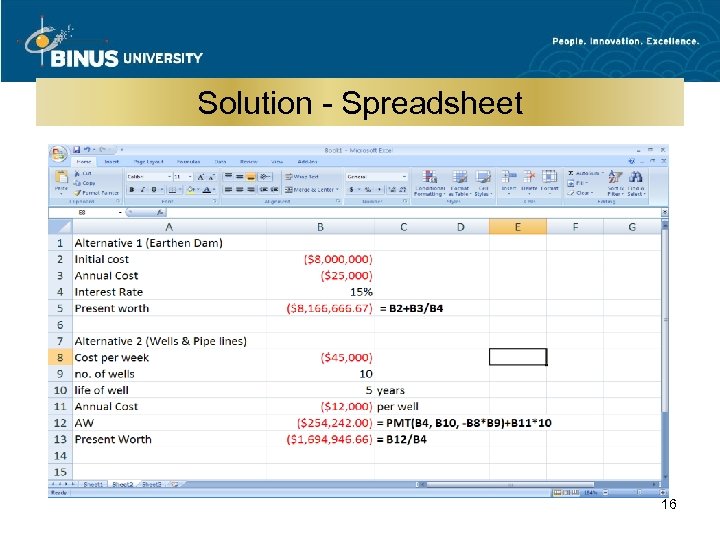 Solution - Spreadsheet 16 