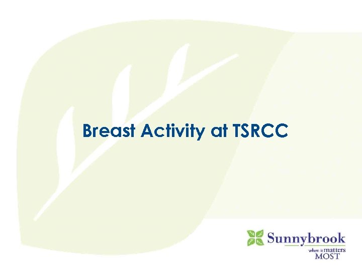 Breast Activity at TSRCC 