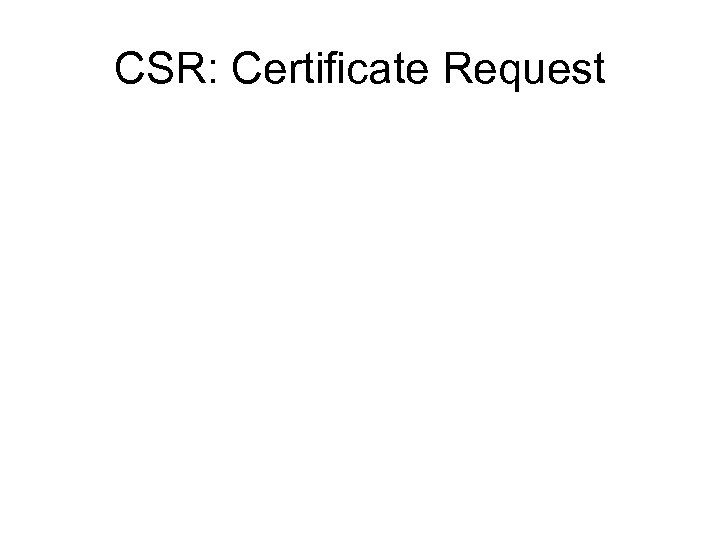 CSR: Certificate Request 