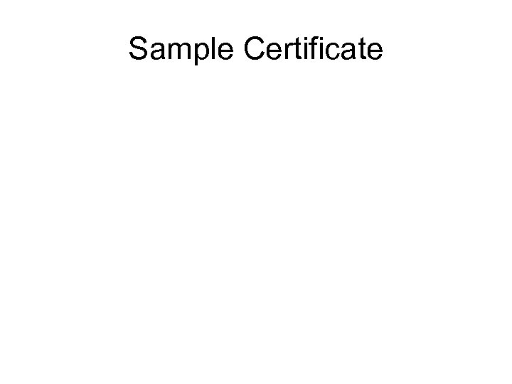 Sample Certificate 