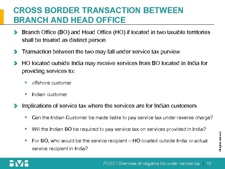 CROSS BORDER TRANSACTION BETWEEN BRANCH AND HEAD OFFICE Branch Office (BO) and Head Office