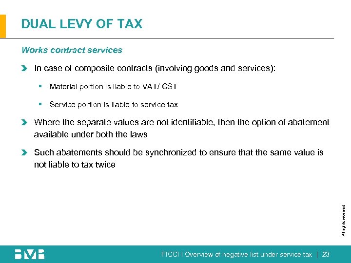 DUAL LEVY OF TAX Works contract services In case of composite contracts (involving goods