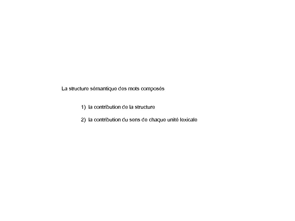 La structure sémantique des mots composés 1) la contribution de la structure 2) la
