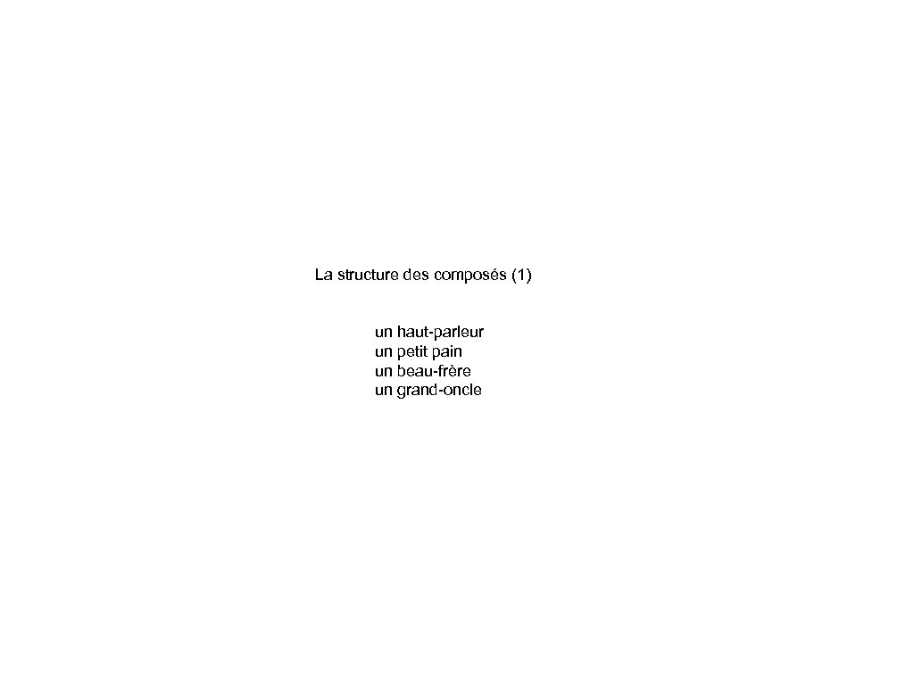 La structure des composés (1) un haut-parleur un petit pain un beau-frère un grand-oncle