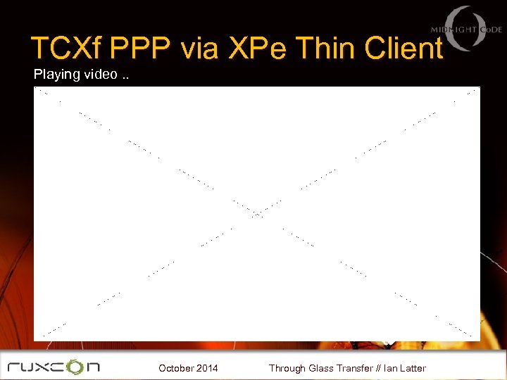 TCXf PPP via XPe Thin Client Playing video. . October 2014 Through Glass Transfer
