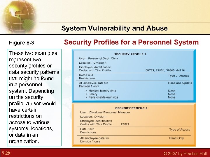 System Vulnerability and Abuse Figure 8 -3 Security Profiles for a Personnel System These