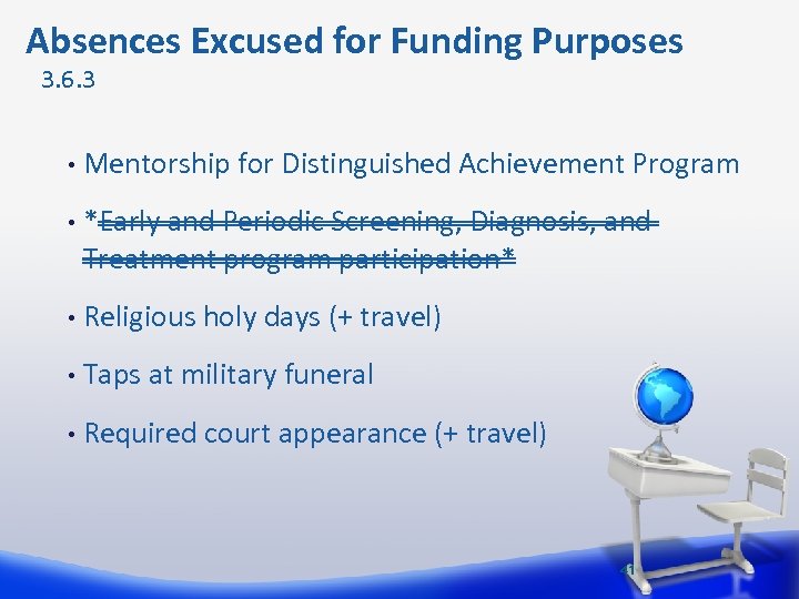  Absences Excused for Funding Purposes 3. 6. 3 • Mentorship for Distinguished Achievement