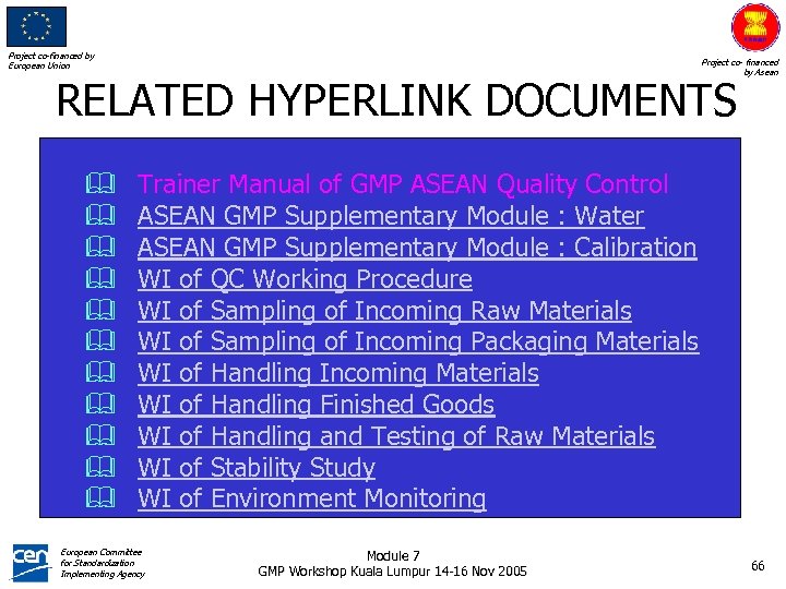 Project co-financed by European Union Project co- financed by Asean RELATED HYPERLINK DOCUMENTS &