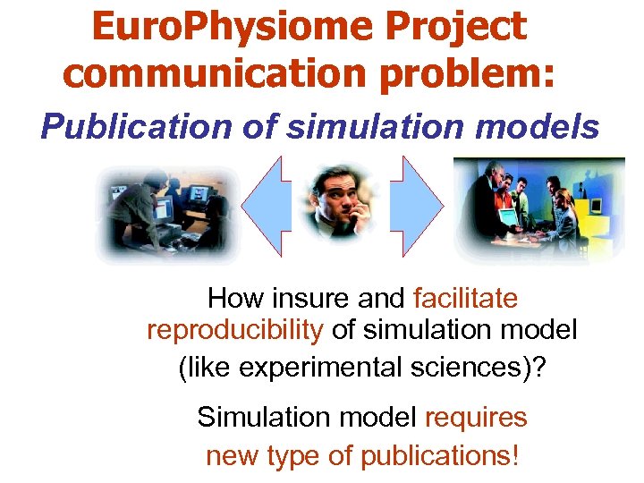 Euro. Physiome Project communication problem: Publication of simulation models How insure and facilitate reproducibility