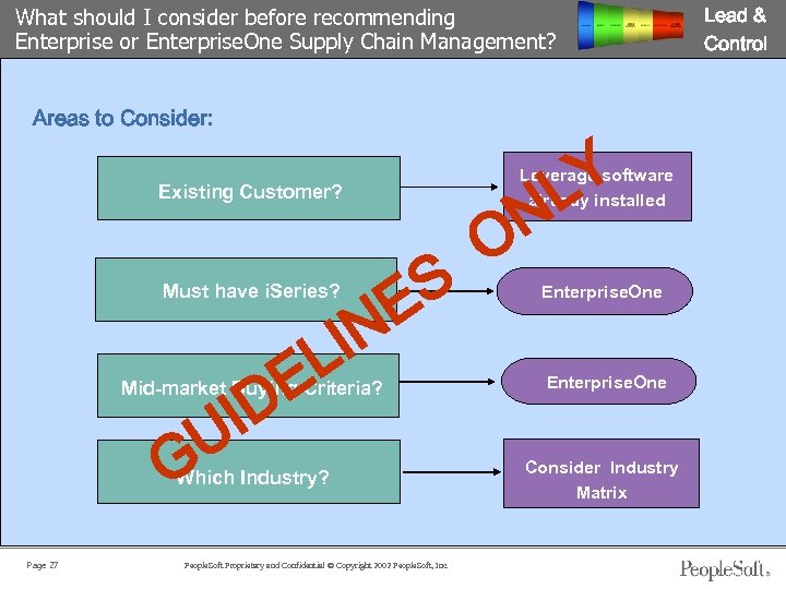 Lead & Control What should I consider before recommending Enterprise or Enterprise. One Supply