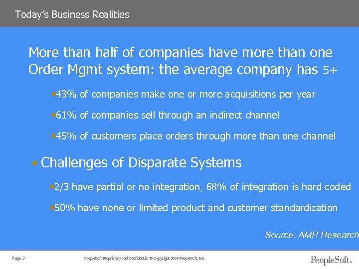 Today’s Business Realities • More than half of companies have more than one Order