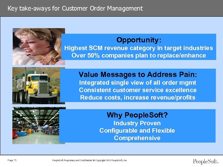 Key take-aways for Customer Order Management Opportunity: Highest SCM revenue category in target industries