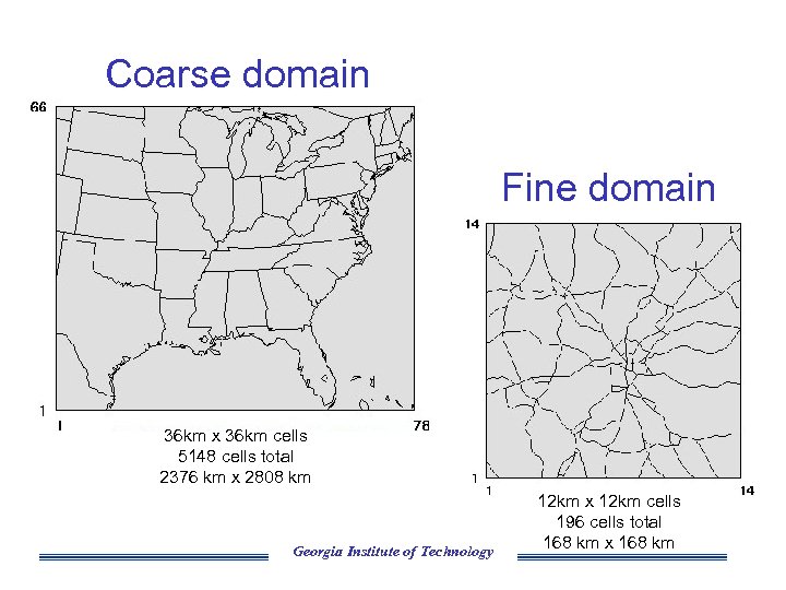 Coarse domain Fine domain 36 km x 36 km cells 5148 cells total 2376