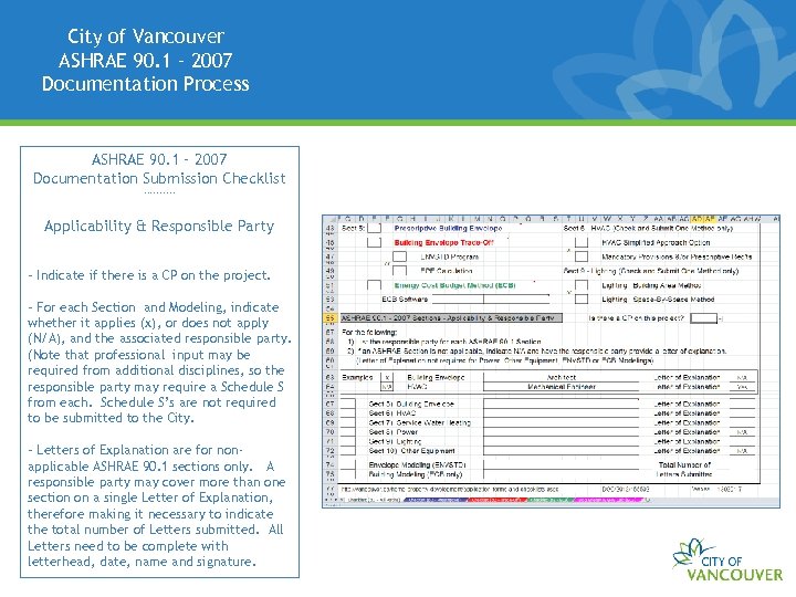 City of Vancouver ASHRAE 90. 1 – 2007 Documentation Process ASHRAE 90. 1 –