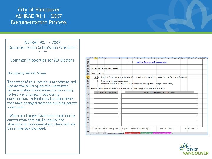 City of Vancouver ASHRAE 90. 1 – 2007 Documentation Process ASHRAE 90. 1 –