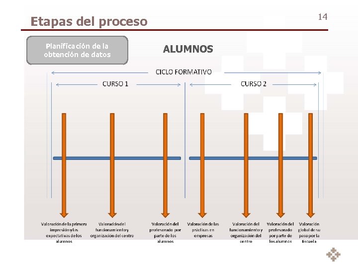 14 Etapas del proceso Planificación de la obtención de datos ALUMNOS 