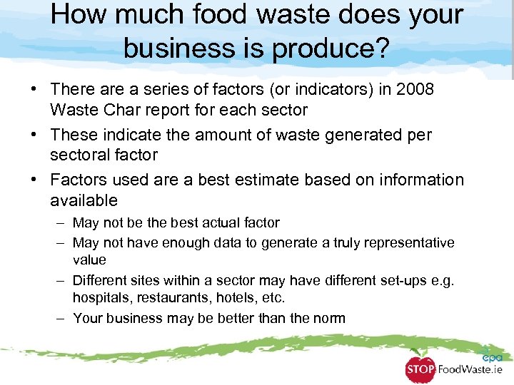 How much food waste does your business is produce? • There a series of