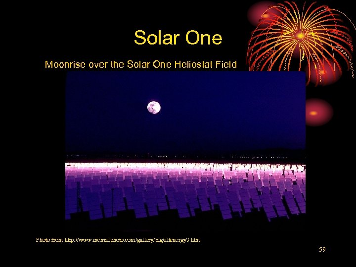 Solar One Moonrise over the Solar One Heliostat Field Photo from http: //www. menzelphoto.