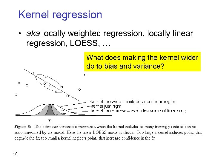 Kernel regression • aka locally weighted regression, locally linear regression, LOESS, … What does