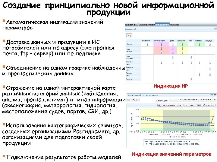 Создание принципиально новой информационной продукции §Автоматическая индикация значений параметров §Доставка данных и продукции в