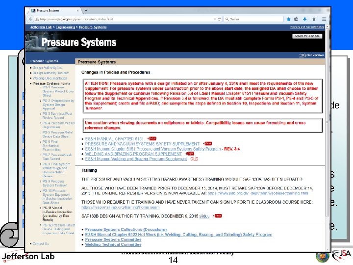  New Pressure & Vacuum Systems Safety Supplement The Supplement should be considered a