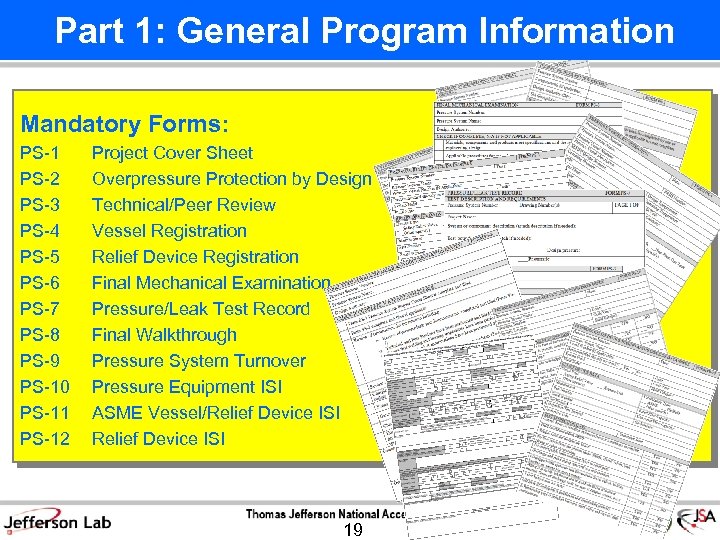  Part 1: General Program Information Mandatory Forms: PS-1 PS-2 PS-3 PS-4 PS-5 PS-6