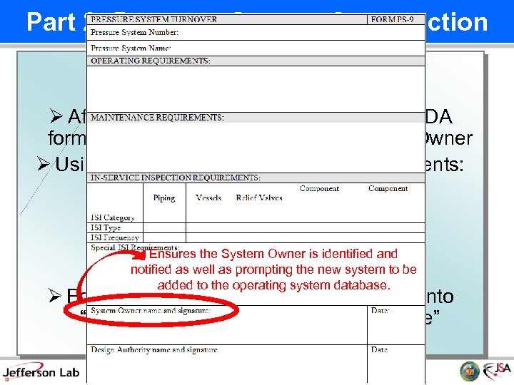 Part 2: Pressure System Construction 11 System Turnover: Ø After walkthrough and before operation,