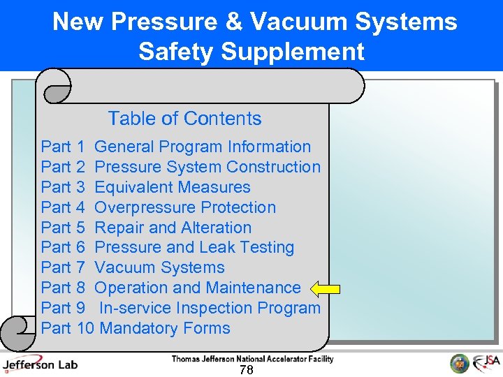  New Pressure & Vacuum Systems Safety Supplement Table of Contents Part 1 General