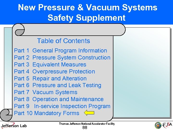  New Pressure & Vacuum Systems Safety Supplement Table of Contents Part 1 General