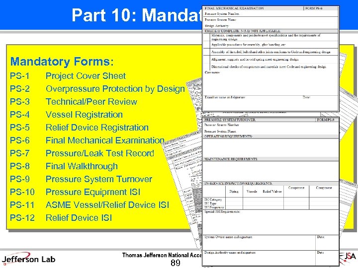  Part 10: Mandatory Forms: PS-1 PS-2 PS-3 PS-4 PS-5 PS-6 PS-7 PS-8 PS-9