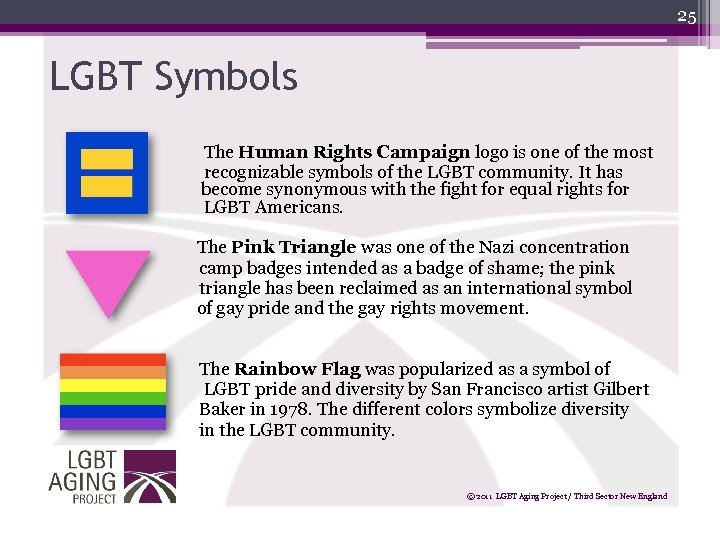 25 LGBT Symbols The Human Rights Campaign logo is one of the most recognizable