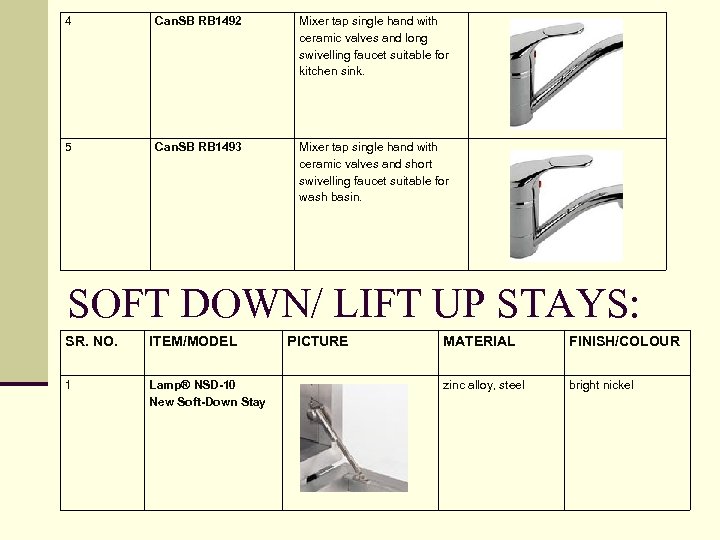 4 Can. SB RB 1492 Mixer tap single hand with ceramic valves and long