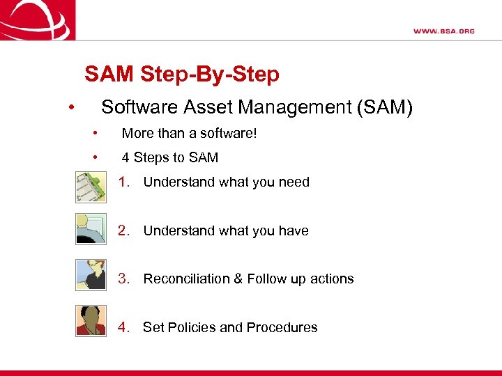 SAM Step-By-Step • Software Asset Management (SAM) • More than a software! • 4